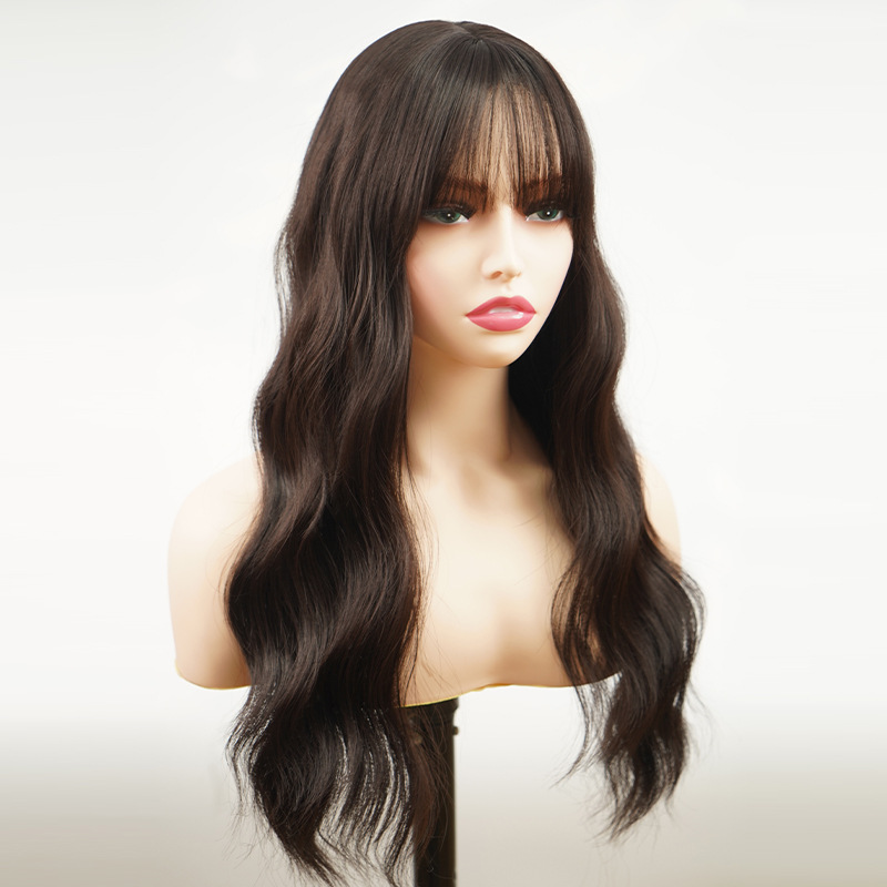 Perruque transfrontalière en gros cheveux longs bouclés fibre chimique soie haute température ondulation d'eau courbée naturelle cheveux légers et fins fabriqués à la machine_voghion.com