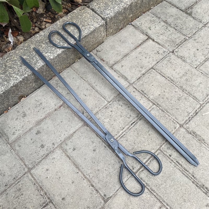 老式火钳家用烧火加长垃圾夹子夹煤工具加厚铁钳夹碳火夹钳火剪夹
