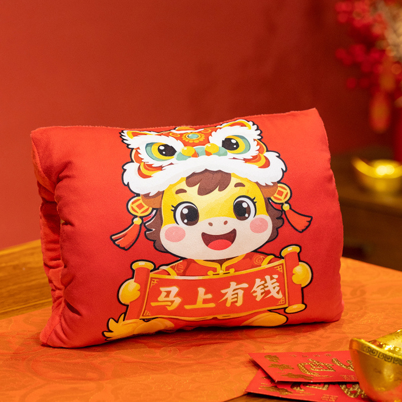 Año del caballo de dibujos animados almohada de mano caliente se puede insertar juguetes de peluche pony caballo mascota muñeca de tela hogar al por mayor