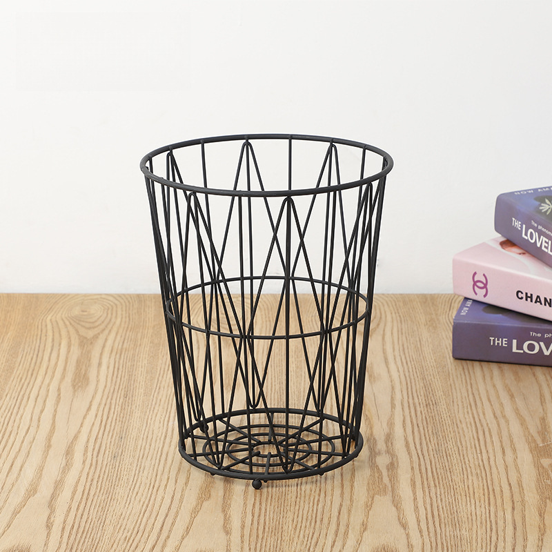 Factory wholesale simple iron art trash basket for office and living room, floor-standing trash can, iron art craftsmanship Factory wholesale simple iron art trash basket for office and living room, floor-standing trash can, iron art craftsmanship