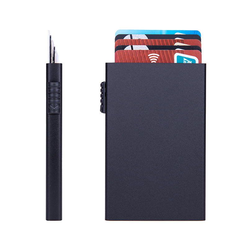 Desgaussing de fábrica caja de tarjeta bancaria bolsa de tarjeta de metal automático pop-up Tarjeta de tarjeta antirrobo bolsa de aleación de aluminio