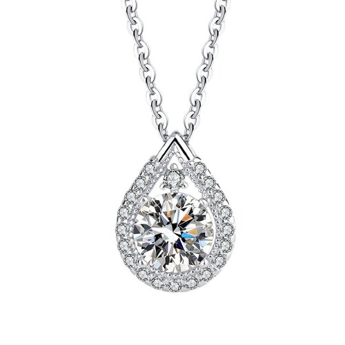 S925 sterling silver mirror polished clavicle chain minimalist design drop-shaped silver necklace