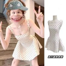 法式初戀波點欲吊帶連衣裙夏季新款感蓬蓬a字短裙