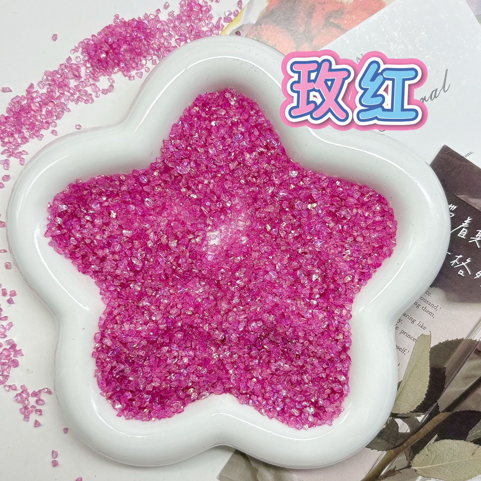 Glass gravel-rose red