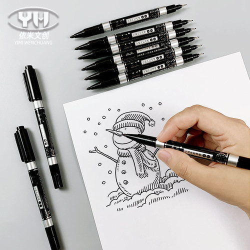 Chenya brand double-headed marker oil-based marker black sketch thick and thin head stroke pen art hook line pen