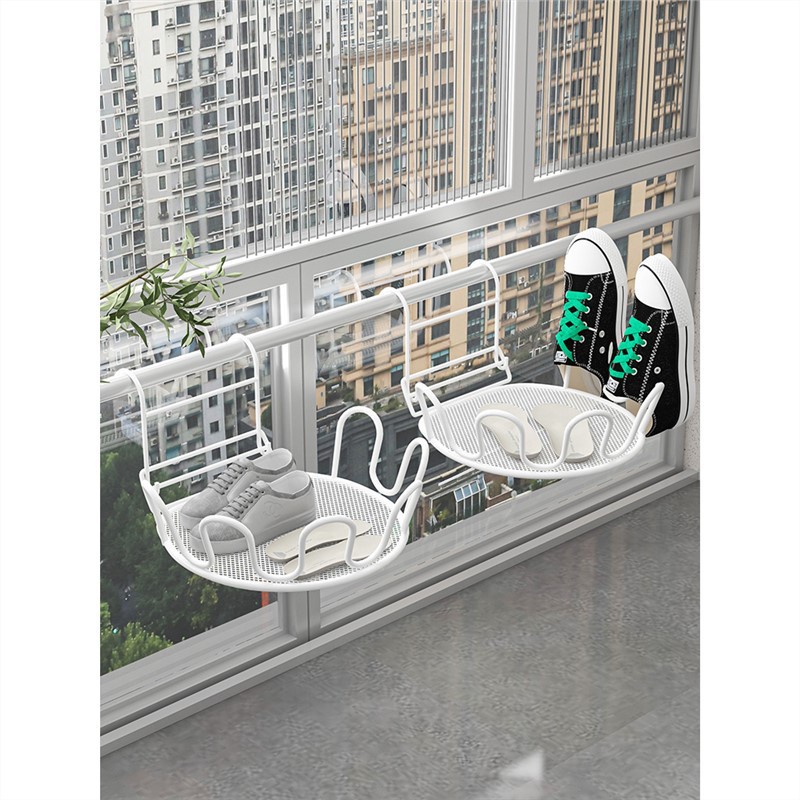 Balcón estante de secado de zapatos artefacto anti-robo ventana barandilla ventana estante de secado ventana alféizar sandalias de secado al aire libre