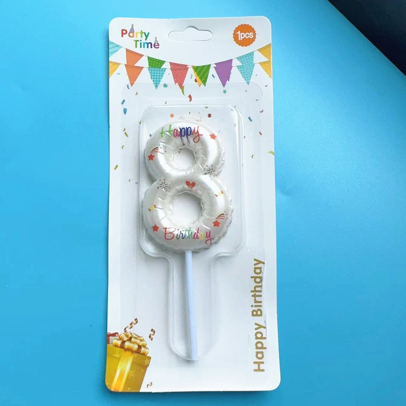 Decoración de pastel de horneado globos blancos velas digitales de color rosado gradiente inswind pastel de cumpleaños vela insert