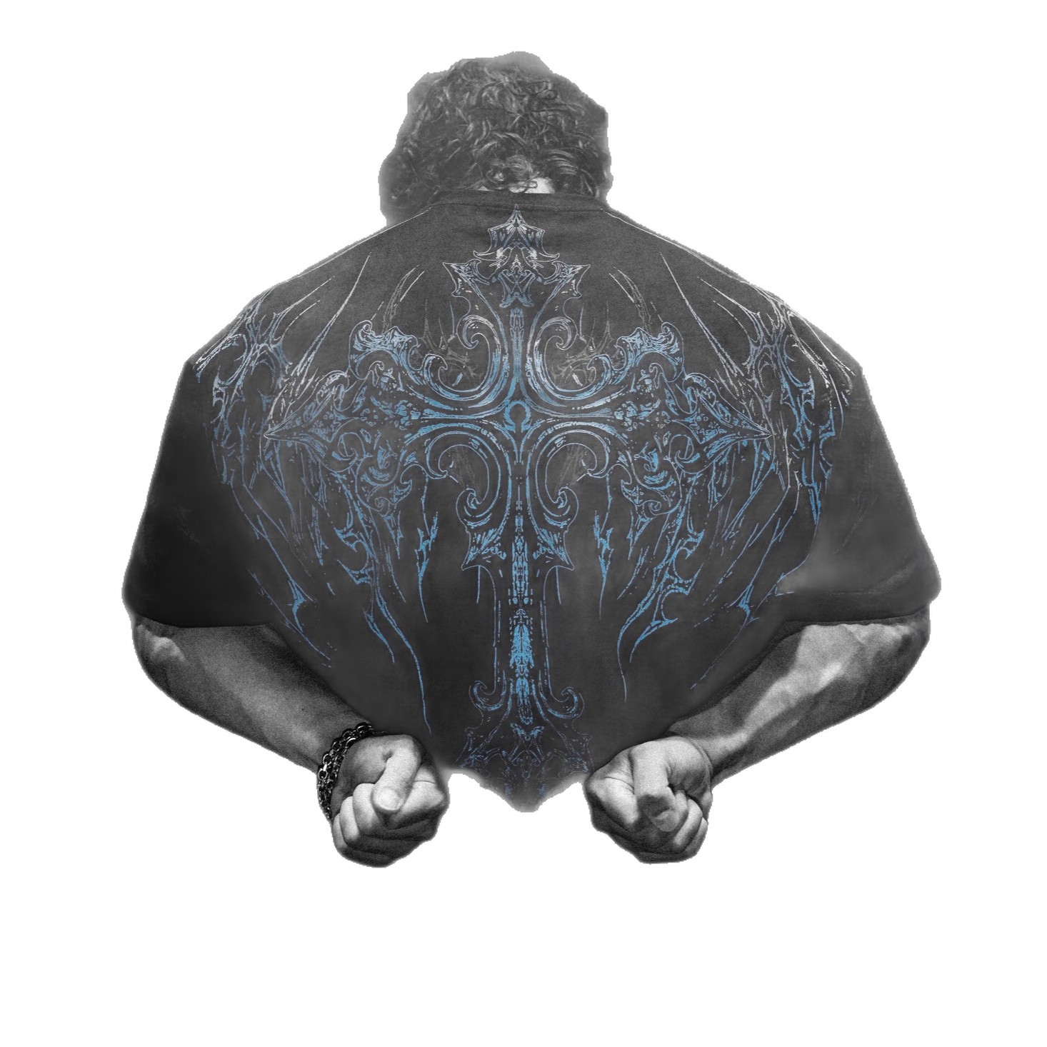 Breathedivinity Men's Oversized T-Shirt Dark Style American Trendy Brand Sports Casual Cotton Printed Short Sleeve 008_viptrois.com