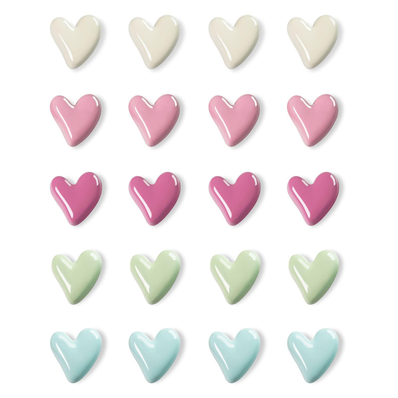 Cross-Border New Resin DIY Refrigerator Magnets Colorful Heart Series Home Kitchen Decoration Magnetic Stickers Wholesale