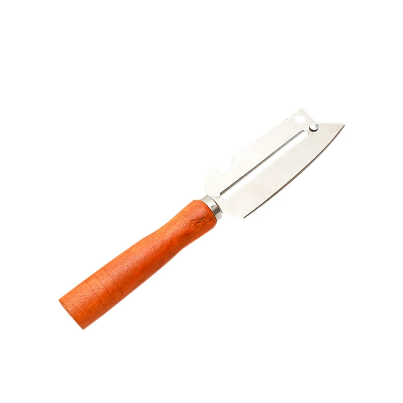 Wooden handle four-purpose planer stainless steel fruit planer scraper multifunctional peeler kitchen fruit planer fish scale planer