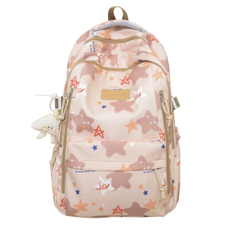 Mochila fresca de moda, mochila escolar para estudiantes de secundaria y preparatoria, personalidad de gran capacidad, impresión de corazón de niña, mochila de ocio al aire libre de viaje