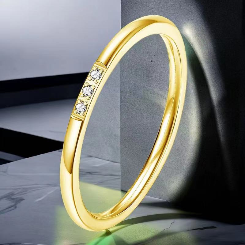 Anillo estrellado de acero inoxidable femenino ins estilo nicho avanzado color no se desvanece joyería de acero de titanio al por mayor