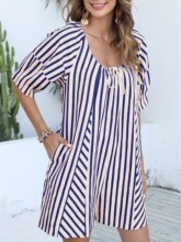 Y 40797LStripe wide-leg short jumpsuit ������������̿�����