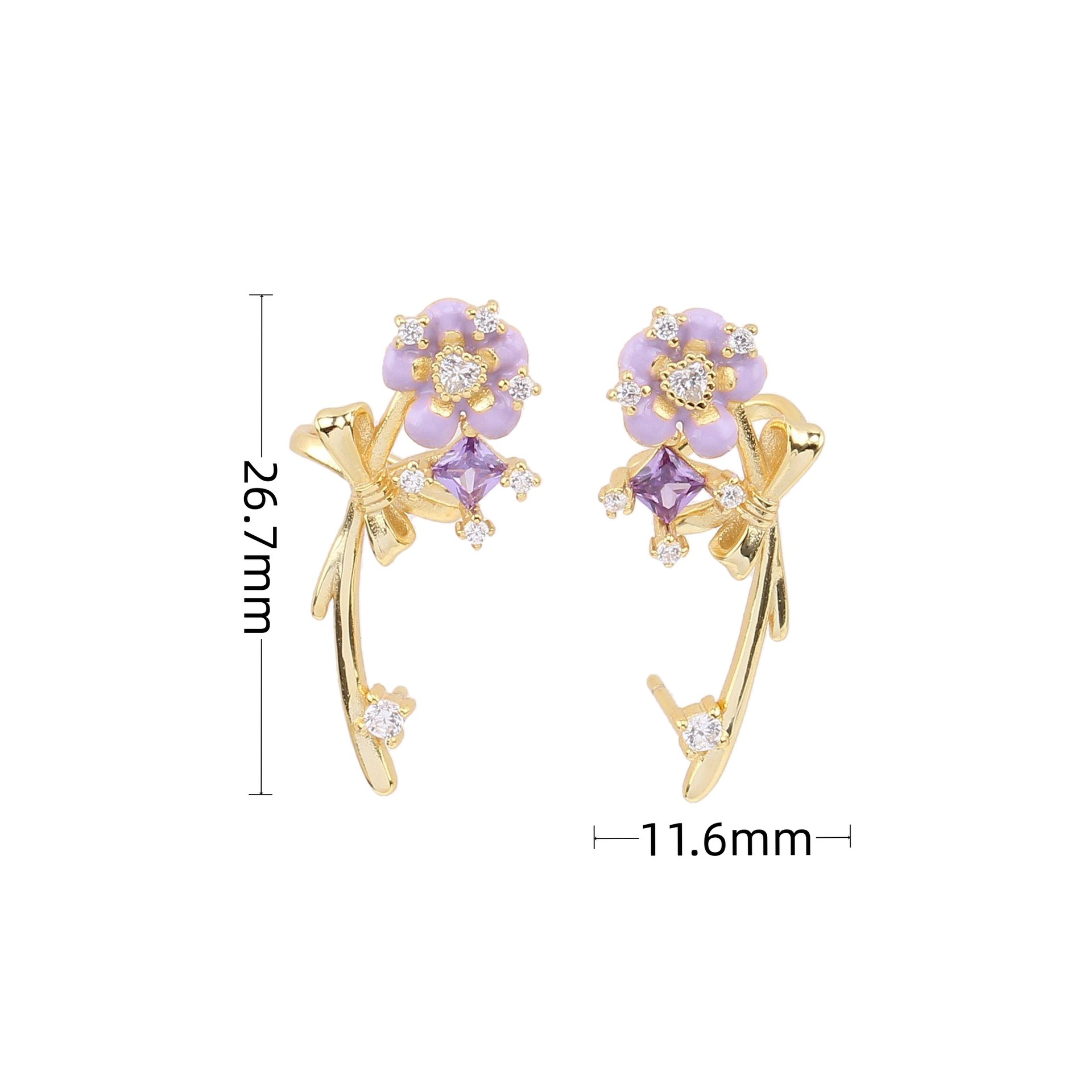 1 Pair Elegant Flower Bow Knot Plating Inlay Sterling Silver Zircon White Gold Plated Gold Plated Earrings display picture 1