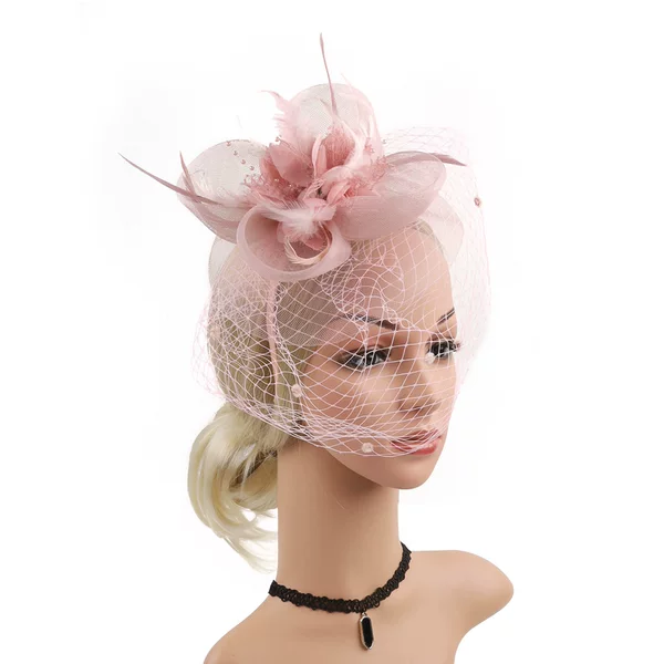 European and American gauze four-leaf flower small hat bridal feather headdress dinner dress accessories hairpin ladies