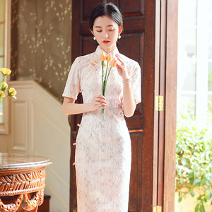 Chinese dress oriental retro qipao for women Lace cheongsam modified retro style lace cheongsam elegant evening dress cheongsam