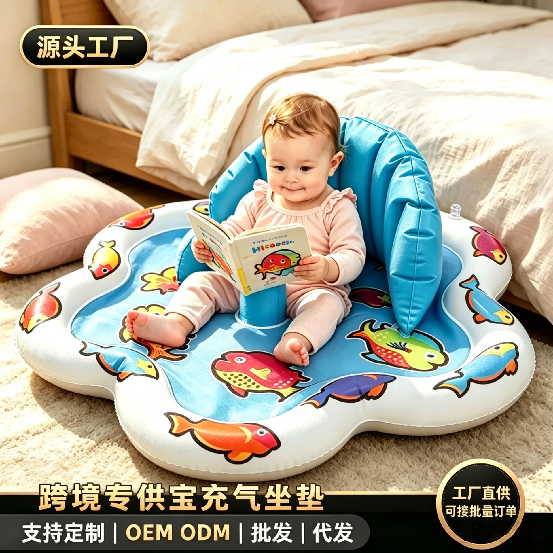Cross-border baby inflatable cushion, foldable outdoor play inflatable learning seat, baby seat