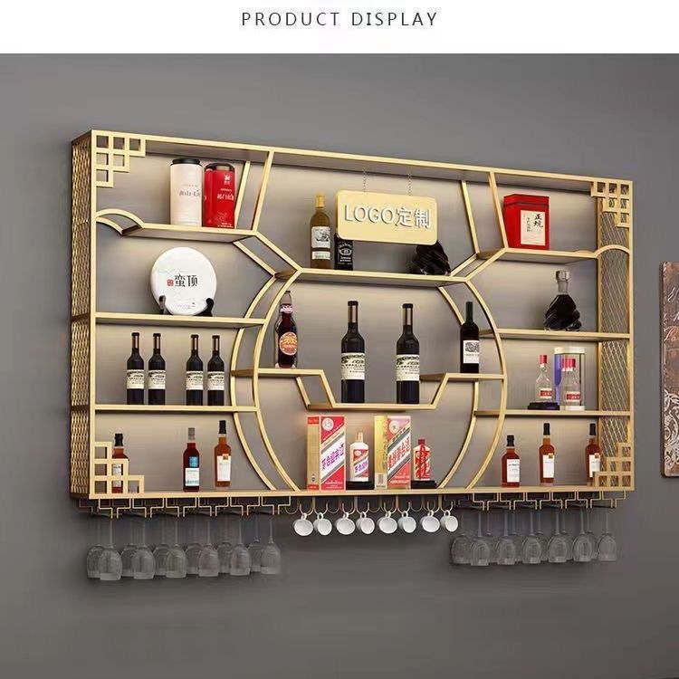 Light Luxury Bar Wine Cabinet Bar Counter Wine Rack Storage Rack Wall-mounted Wine Cabinet Wall-mounted Bar Counter Iron Household Wall-mounted Wall