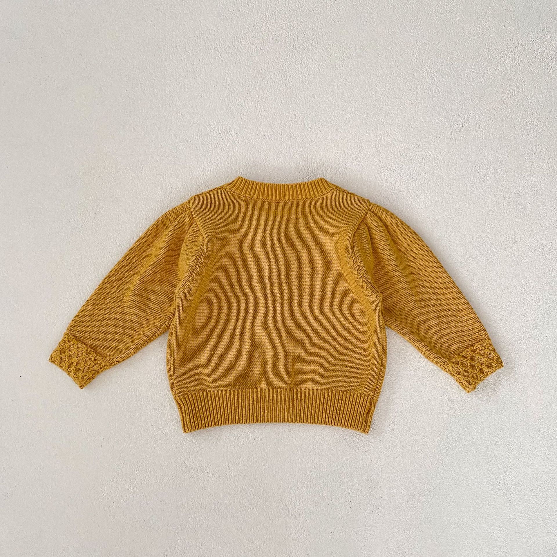 Proljetna 2024. žuta pletena jakna za dojenčad i djevojčice + jednobojni kaput na naramenice, set od 2 dijela dostupan za sortiranje_voghion.com