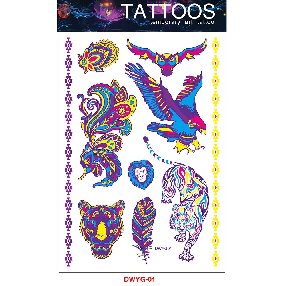 Tatuajes Temporales Fluorescentes para Brazo de Papel de Transferencia de Agua, Impermeable para Halloween