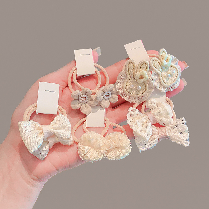 Anillo para el cabello de estilo pastoral para niños Flor para el cabello para niñas Cuerda para el cabello con lazo Trenza para el par Accesorios para el cabello para niñas Goma de verano