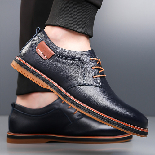 Bestselling Men's Leather Shoes Wide Size Fashion Business Casual Hand-sewn Men's Shoes Soft Sole