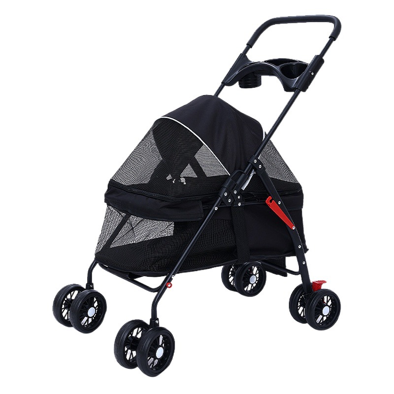 Cochecito Plegable para Mascotas Tubo de Acero y Tela Oxford Plegable para Paseos y Exteriores