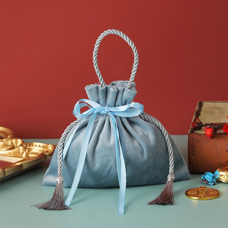 Bolsa de dulces de la boda bolsa de dulces chinos de la boda de terciopelo bolsa de dulces caja de regalo de compromiso regalo de mano bolsa de dulces de boda