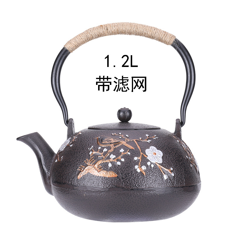 日式有滤网铁壶亚光搪瓷内胆烧水壶软装摆件茶具活动年会礼品批发