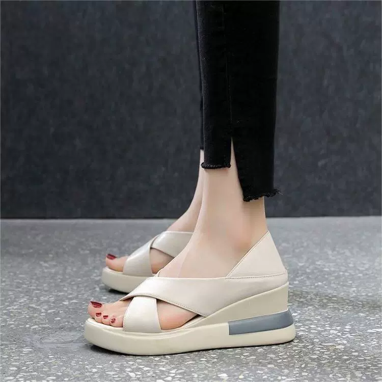 Сандалии для внешней торговли, женские летние новые тапочки на толстой подошве с рыбьим ртом, Модные женские сандалии на танкетке на высоком каблуке 2022 года