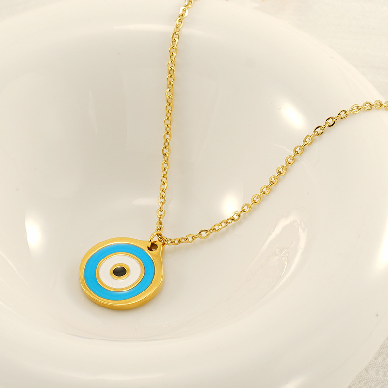 Colar com pingente olho grego aço inoxidável para mulher_voghion.com