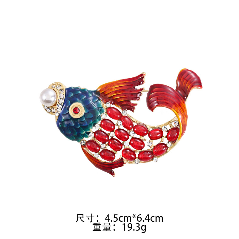 823203   중세풍 컬러의 보석 잉어 브로치