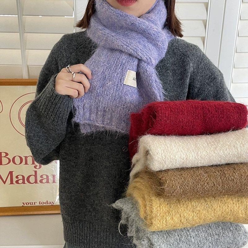 Demi-season keep warm universal cute knitted scarf, high-quality style, Korean style