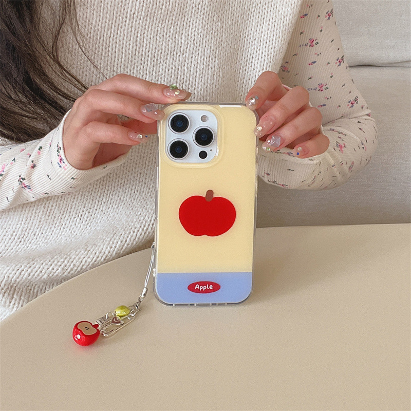 Simplicidad ins color a juego, manzana roja, funda para teléfono móvil 16ProMax iphone13/14 Apple 15 colgante 16 mujeres