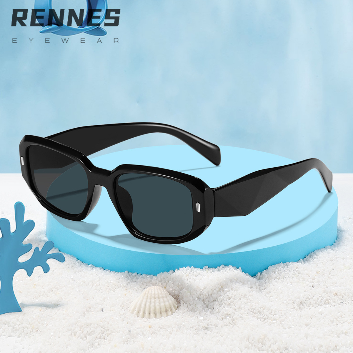 Niños nuevos al por mayor europeo y americano personalizado calle tiro pequeño marco rectangular contraste color moda todo-juego gafas de sol