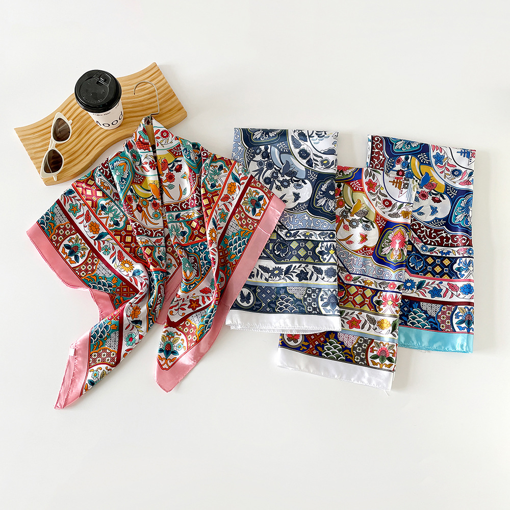 100g Weight Silk Scarf Classification Holiday, Daily Occasion Polyester Material Geometric Pattern Spring&Summer Season Women's Gender Elegant, Vintage Style Style Women's Elegant Vintage Style Geometric Polyester Silk Scarf 4
