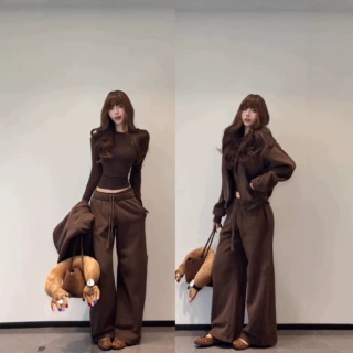 美拉德连帽卫衣外套运动套装女秋季宽松慵懒松弛感穿搭休闲一整套