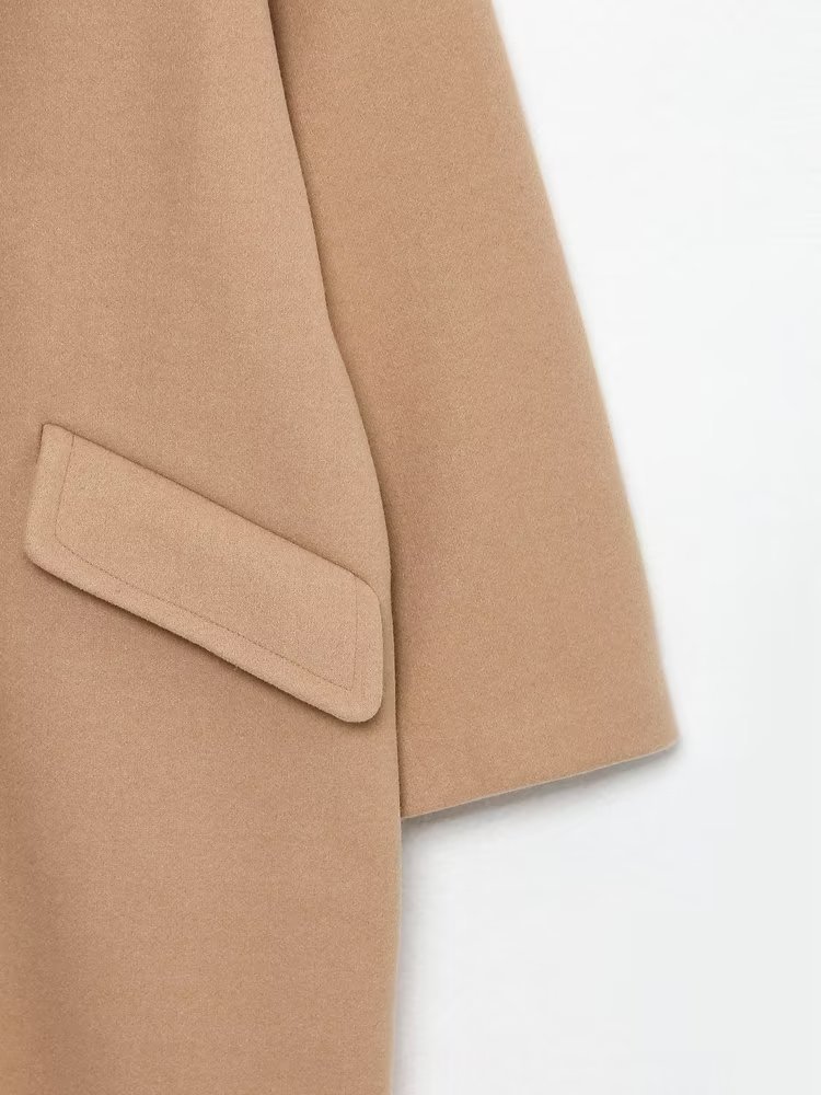 Women Autumn Winter Thick Long Coats Vintage V Neck Long Sleeve Pockets Jackets Fashion 2023 Elegant Female Coats_voghion.com