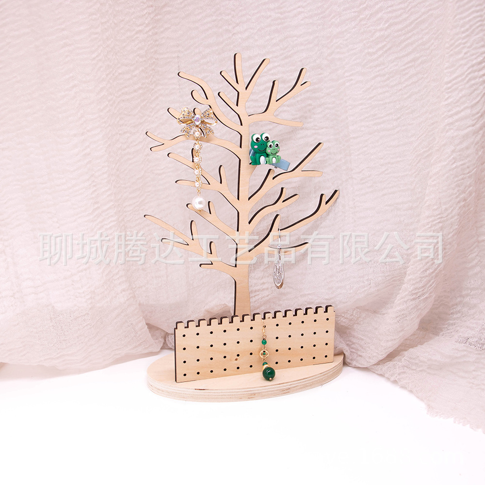 饰品架子商场耳钉展示架松木木质耳环卡纸架摆摊直播首饰耳收纳架
