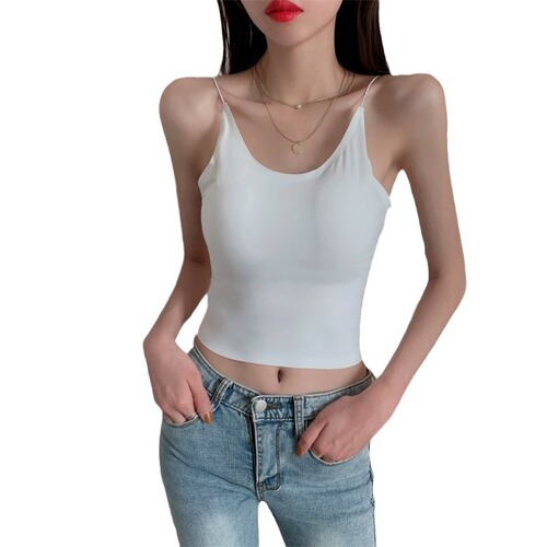 Beautiful back-wrapped chest summer ice silk one-piece inner bra for women with thin straps and padded bottoming tube top without rims bra