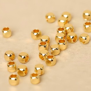 18K Gold Sugar Cube Bead Accessories Au750 Colored Gold Ancient Gold Square Spacer Beads Square Beads Bracelet Bracelet Accessories