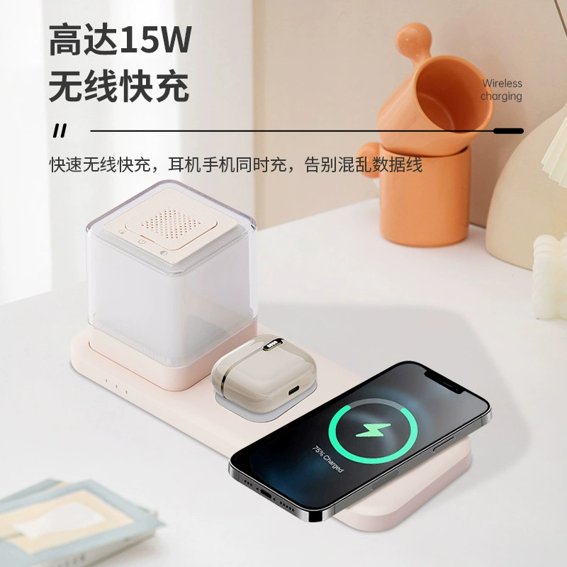 Apple, Huawei, совместимый мобильный телефон, универсальные наушники, ароматерапия, ночник, беспроводное зарядное устройство, три в одном, 15 Вт