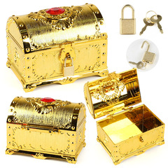 Cross-border treasure chest pirate treasure box children's treasure chest retro plastic storage display treasure toy creative furniture