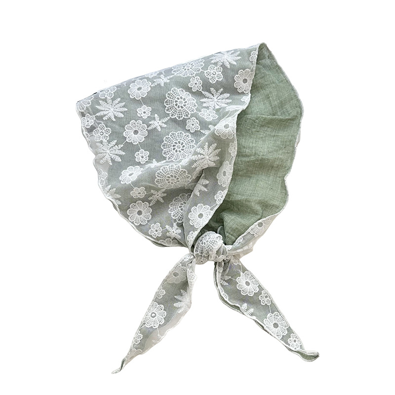 Pañuelo de seda de encaje de costura, bufanda triangular, bufanda de seda pequeña, bufanda de algodón y lino de todo fósforo para mujer, bufanda decorativa, bufanda triangular, cortina de pedos de cintura