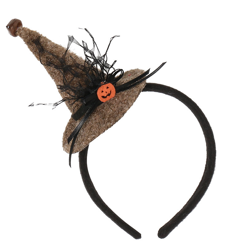 Halloween sombrero de bruja decoración de calabaza sombrero de bruja decoración de tela de araña clásica sombrero de bruja para el cabello ornamentos