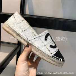 渔夫鞋女小香风2025年新款夏季草编懒人一脚蹬平底单鞋春秋乐福鞋