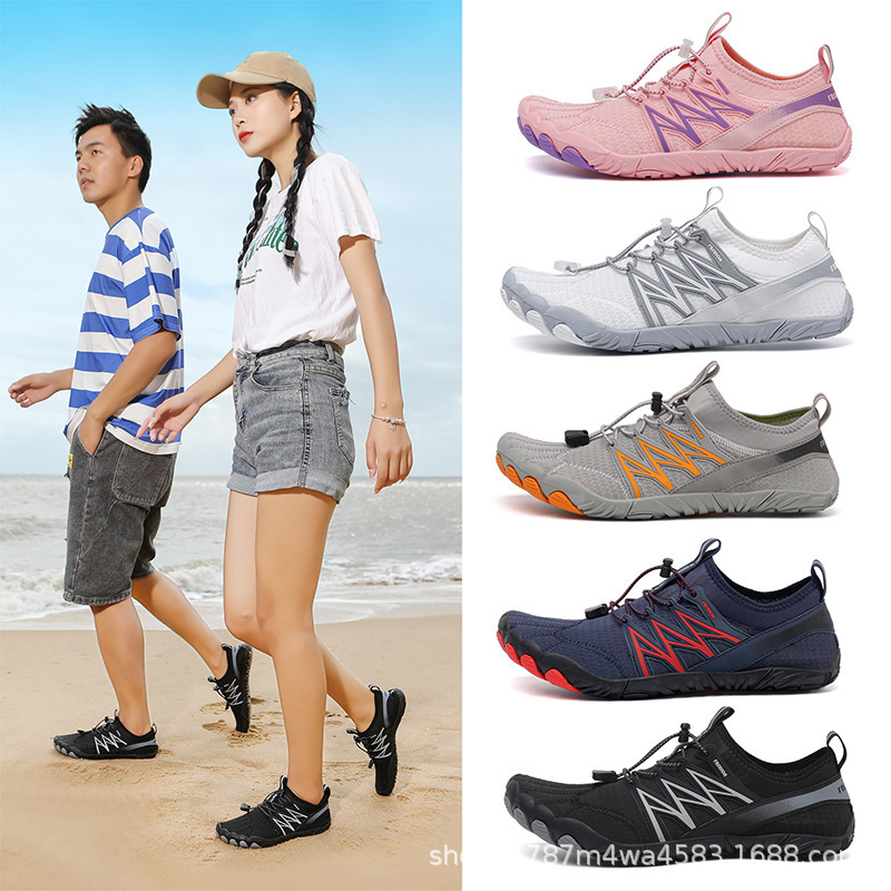 Comercio exterior nuevo al aire libre zapatos de baño para hombres y mujeres zapatos de baño de playa con cinco dedos con fugas de agua transpirables y secos rápidos zapatos de pareja