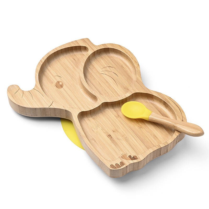 Bamboo Children's Dinner Plates Manufacturer Wholesale Baby Tableware Wooden Children's Dinner Plates Cartoon Style Children's Tableware