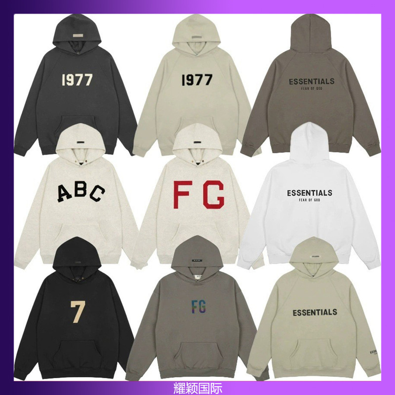 FOG double-line ESSENTIALS blockbuster high street tide brand hooded sweater fleece-lined spring and autumn couple's coat for men and women