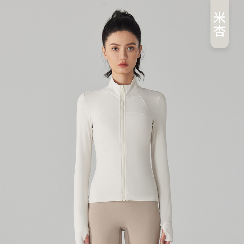 Yuancheng polar chaqueta deportiva caliente espesado slim fit adelgazamiento ropa de yoga manga larga con cremallera running fitness top